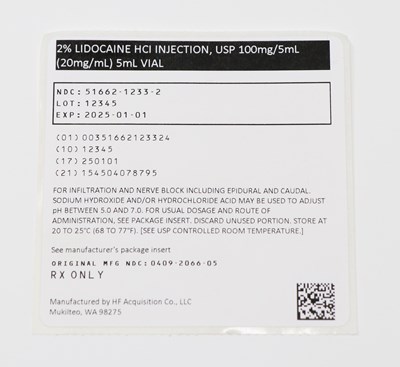 51662-1233-2 Serialized Pouch Labeling (00351662123324 Lidocaine Pouch Label)